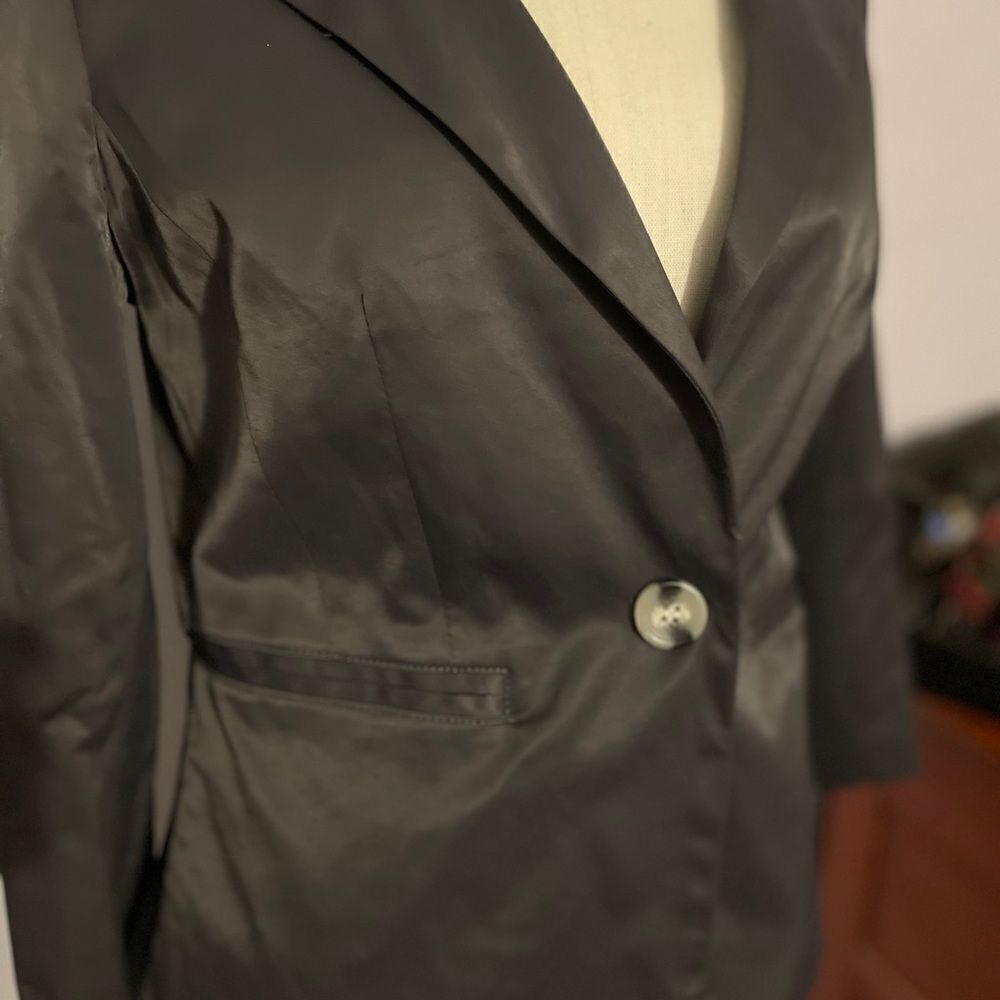 Cynthia Rowley Dark Gray Satin Suit Jacket Blazer Professional Size S